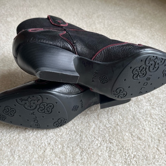 ISOLA 6406001 Women's Bootie Western Ankle
Boots Black Red Leather Size - Picture 7 of 8